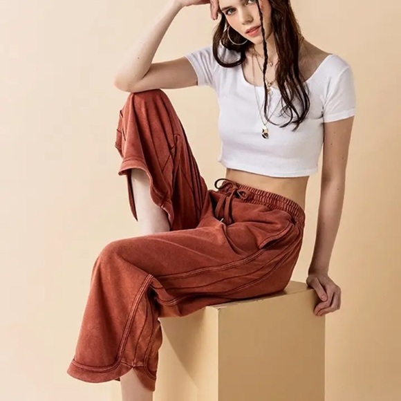 New Noflik Sweatpants Rust Orange Sz M - Picture 9 of 11